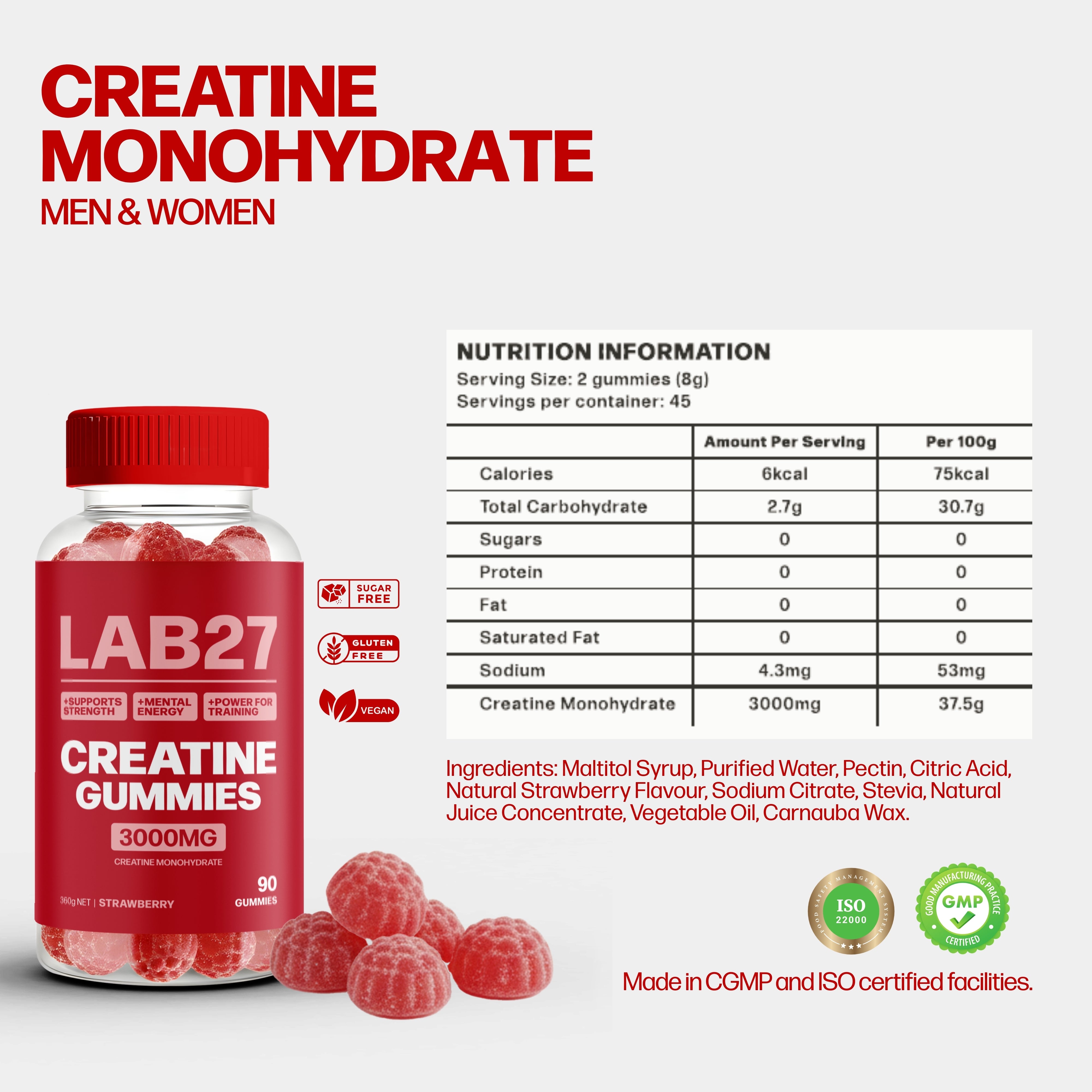 LAB27 Creatine Monohydrate Gummies